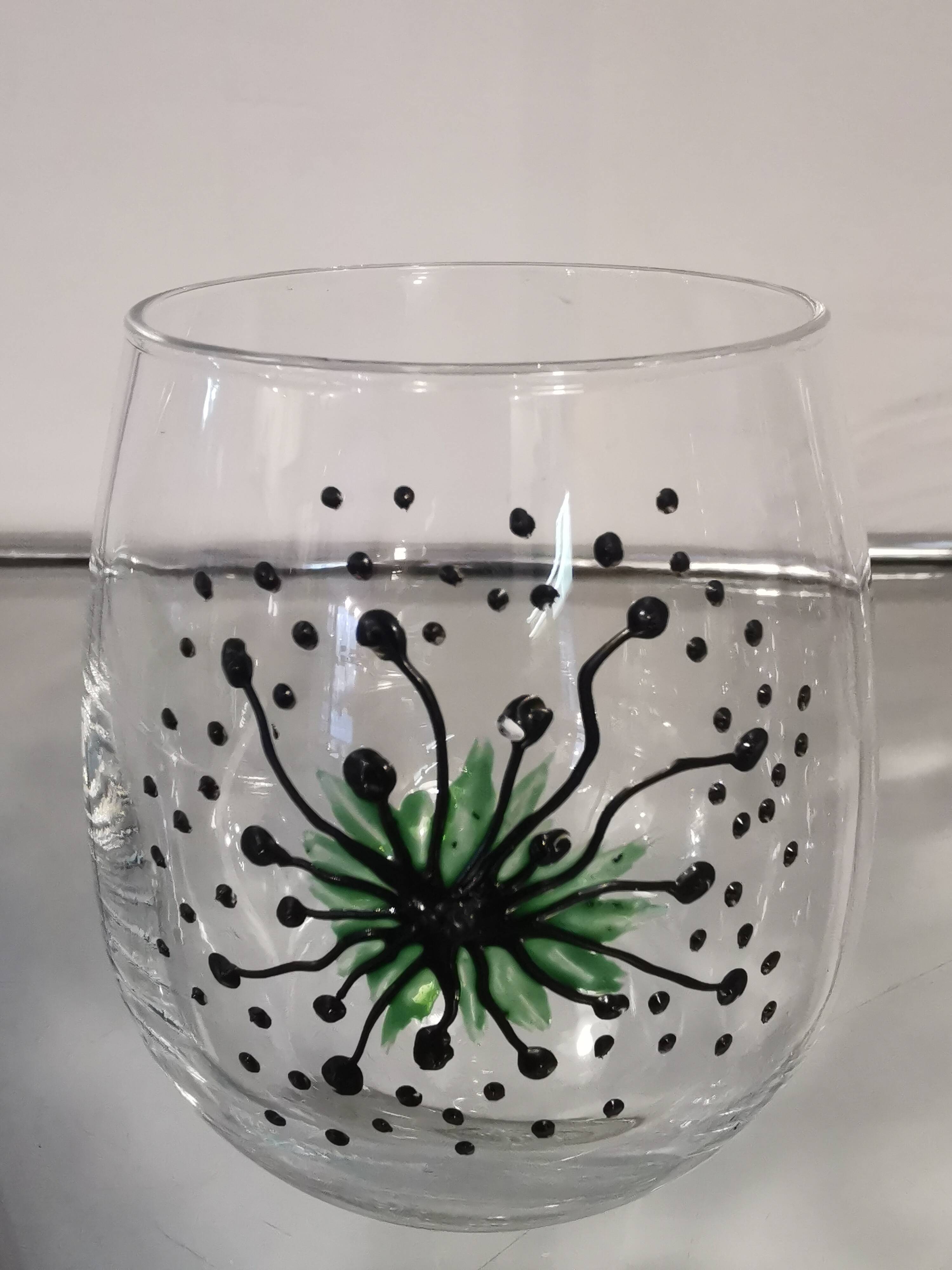 Service of 6 vintage water glasses, handmade decor