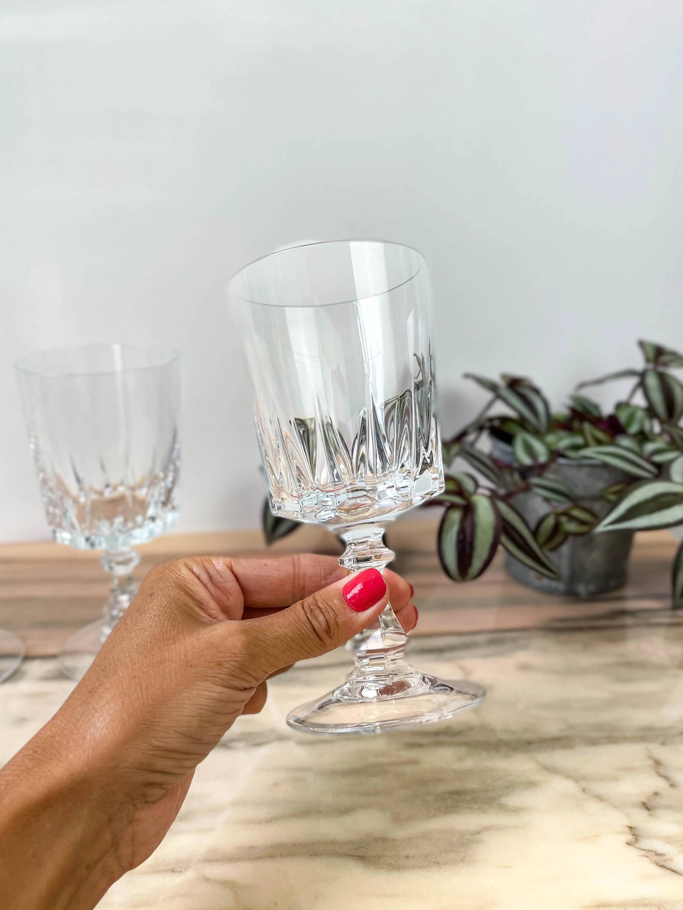 2 verres à eau cristal d'Arques modèle Louvre
