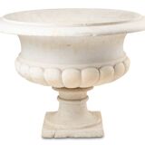 Medici vase with a gaudrooned body and flared marble neck. Circa 1880