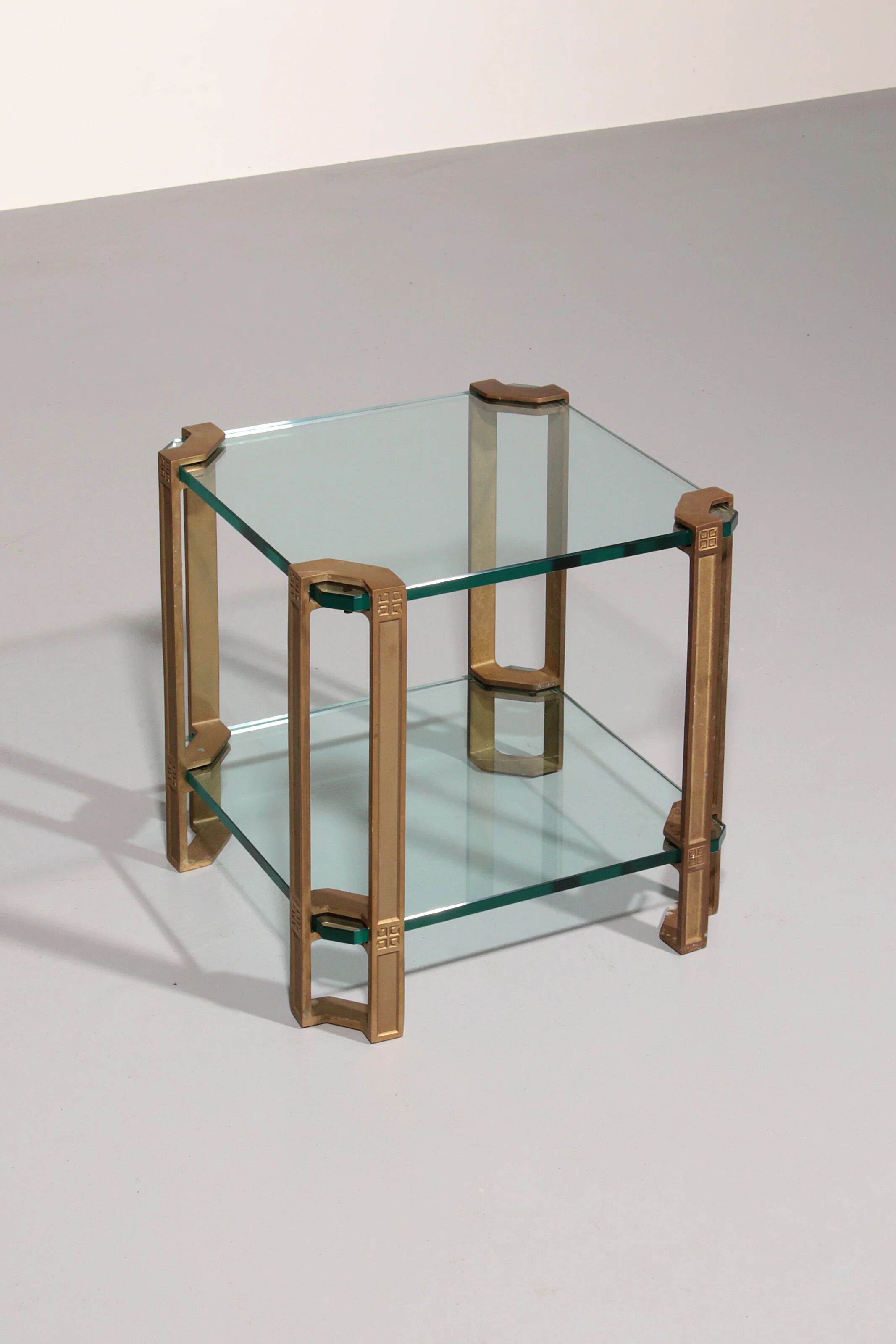Peter Ghyczy T24 side or coffee table double glass 70s design 40x40x45