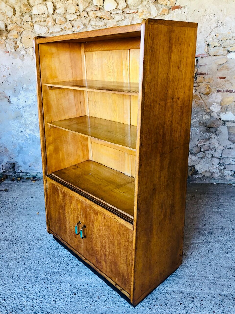 Vintage oak wall storage unit circa 50s