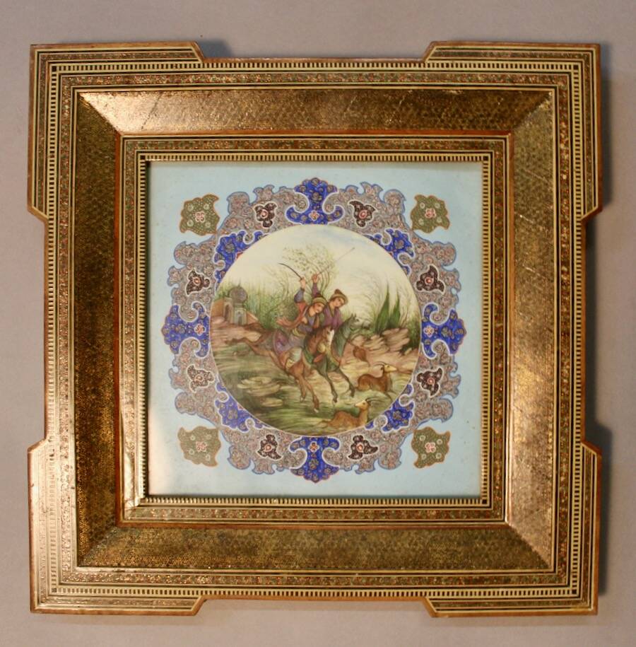 Oriental frame with painting on medallion