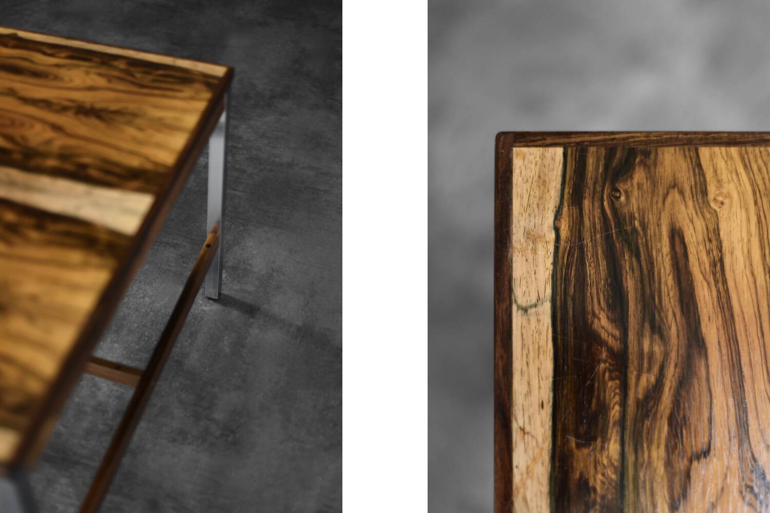 Vintage Mid-Century Modern Swedish Square Rosewood and Aluminium Coffee Table