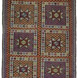 Tapis Kilim Vintage Turc Oushak 186x349 cm Laine Fait Main
