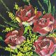Nature morte aux roses – Huile sur toile signée et datée 1977 –Cadre bois