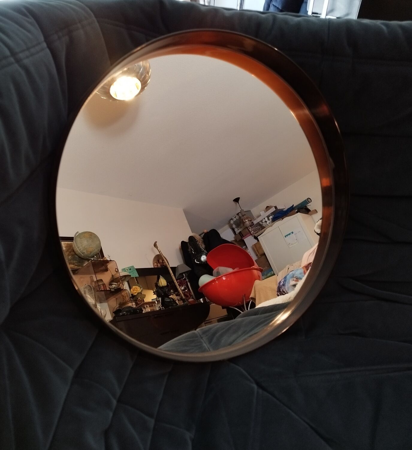 Vintage round wall mirror Syla 710, France 1970