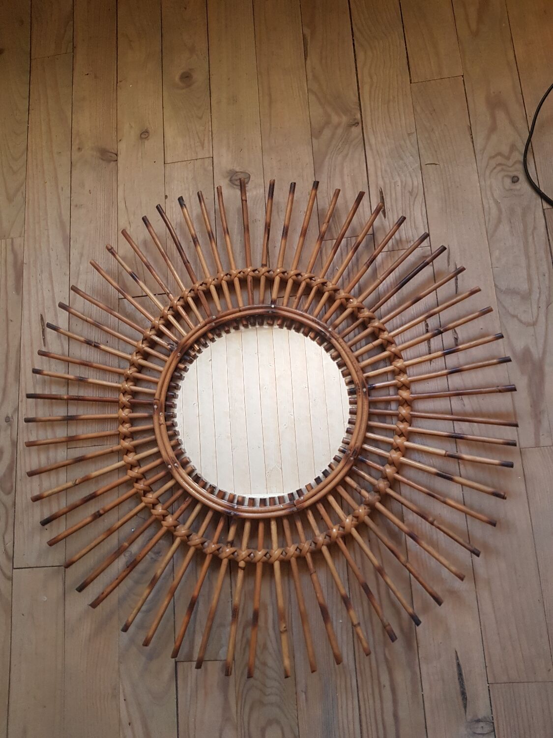 Rattan sun mirror