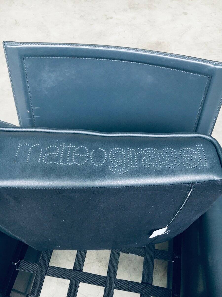 Postmodern Korium KM1 Leather Armchair by Tito Agnoli for Matteo Grassi, Italy, 1980s