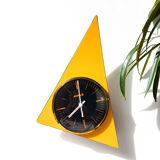 Yellow triangular KIPLE pendule in formica Years 7 Vintage clock Vintage pendule Made in France