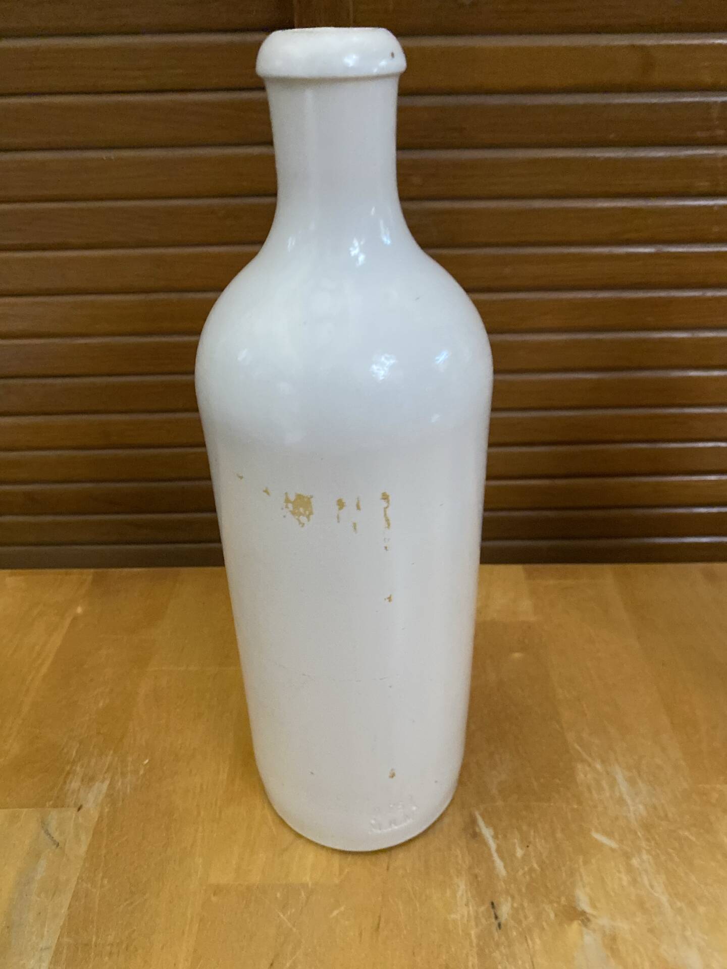 Paire ancienne bouteille mkm grès émaillé beige + blanc cuisine vintag