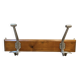 54 cm Ancien porte manteau mural d'école en bois et métal 2 patères double