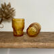 4 vintage amber glasses