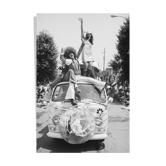 Black and white photo print hippies on van volkswagen barium paper 300g format 30x45cm