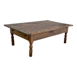Large rustic wooden coffee table with 1 drawer