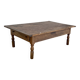 Grande table basse bois rustique à 1 tiroir