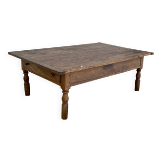 Large rustic wooden coffee table with 1 drawer