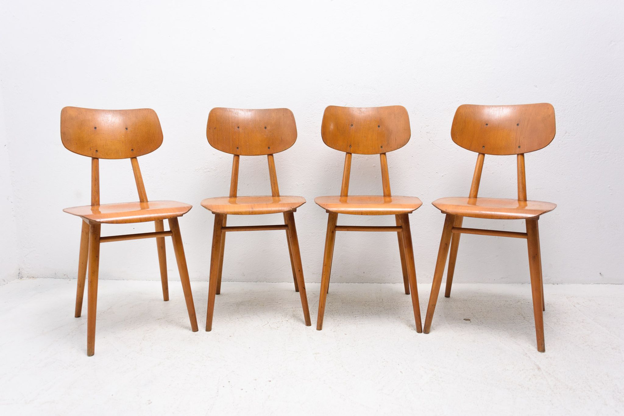 Mid century dining chairs Ton, set of four, 1960