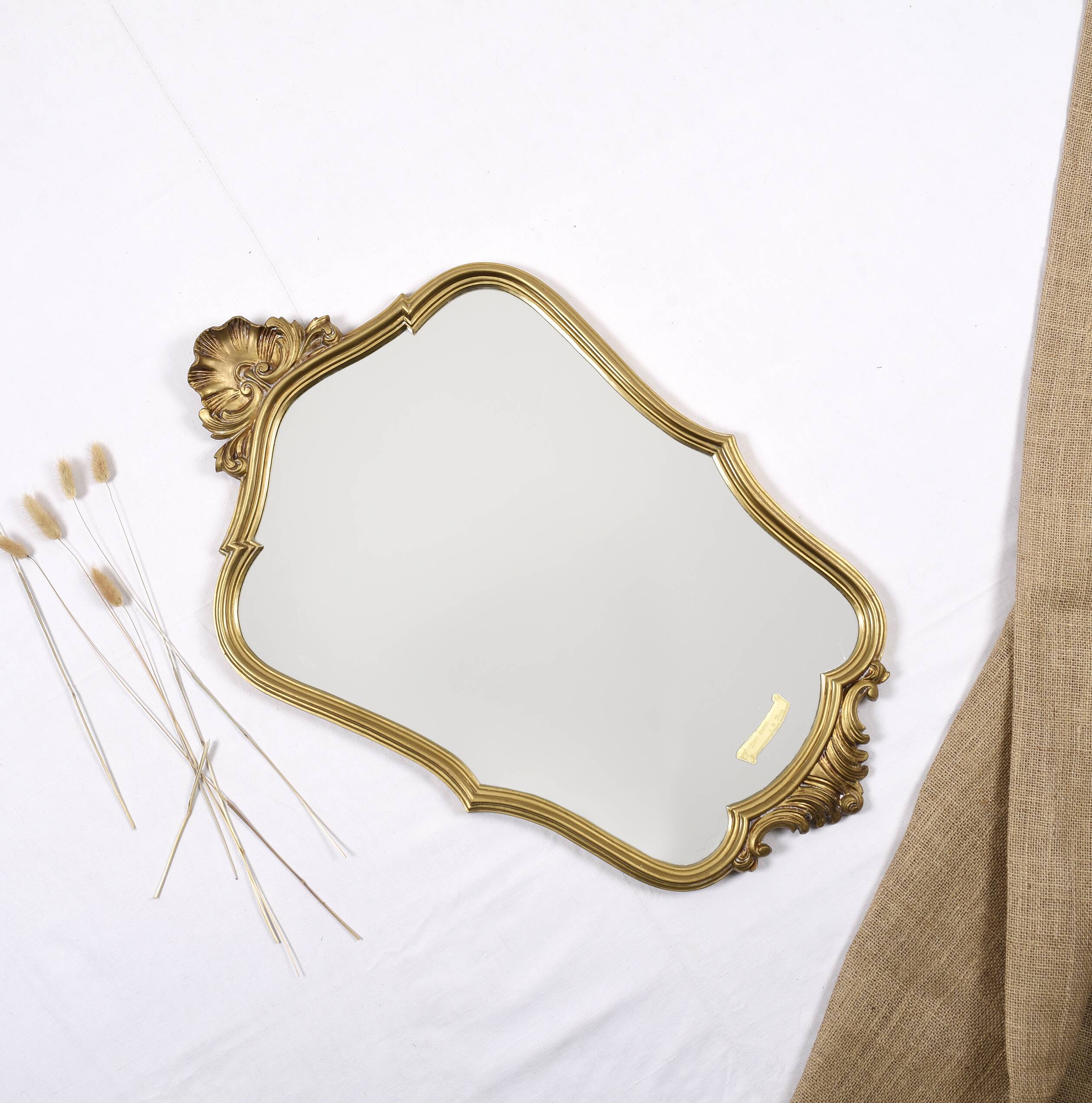 Authentic old resin mirror, gilded by hand