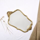 Authentic old resin mirror, gilded by hand