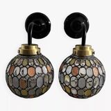 Pair of faceted globe wall sconces