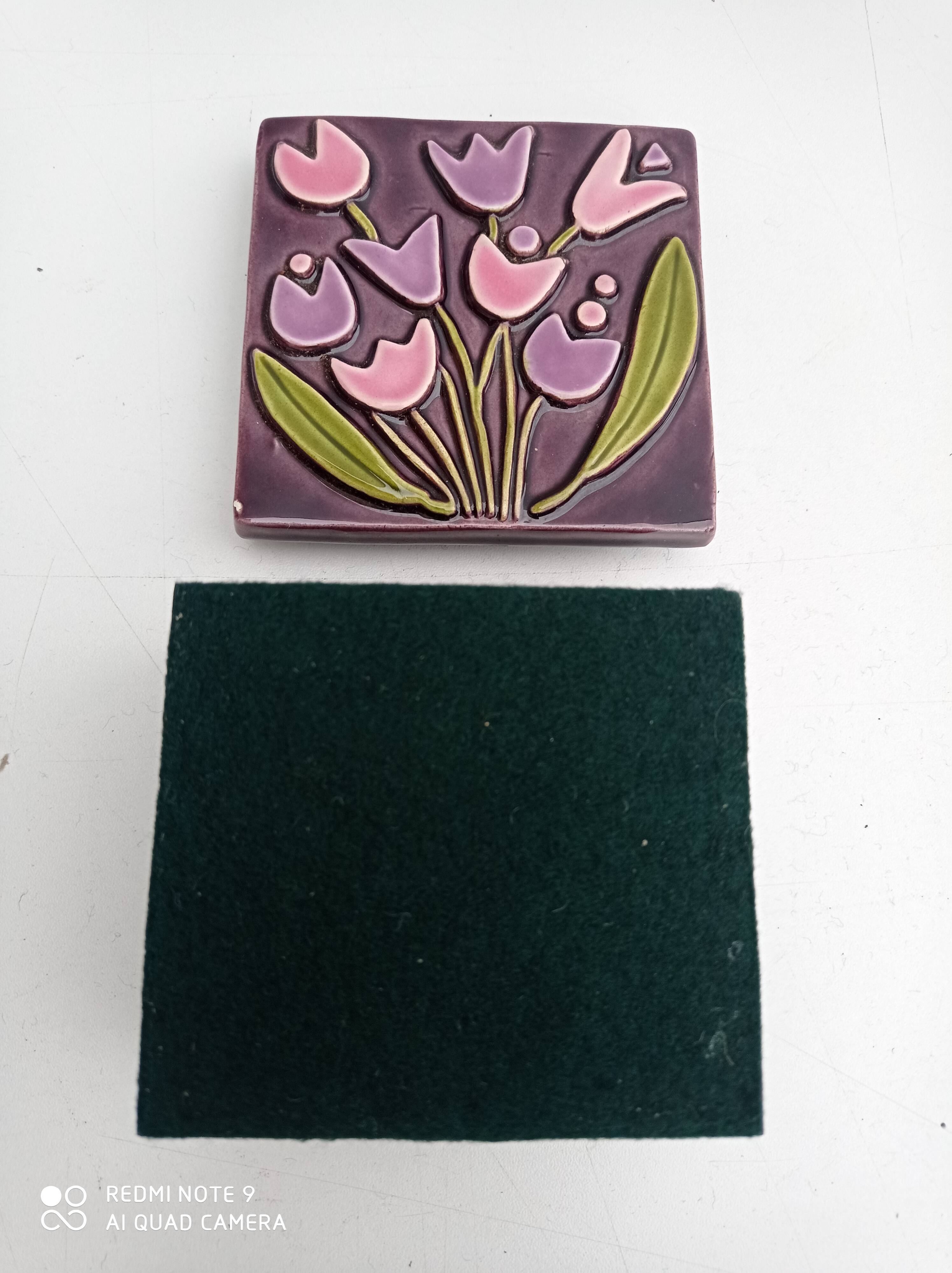 Mithé Espelt - "Tulips" jewelry box in glazed ceramic - 1965