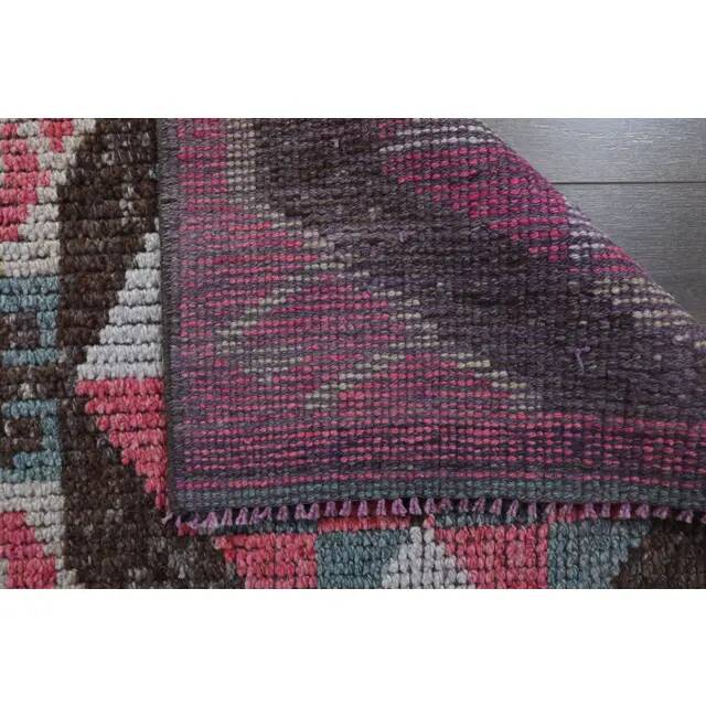 1970s Vintage Turkish Oushak Handmade Wool Cotton Pink Runner Rug 81x315