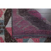 1970s Vintage Turkish Oushak Handmade Wool Cotton Pink Runner Rug 81x315