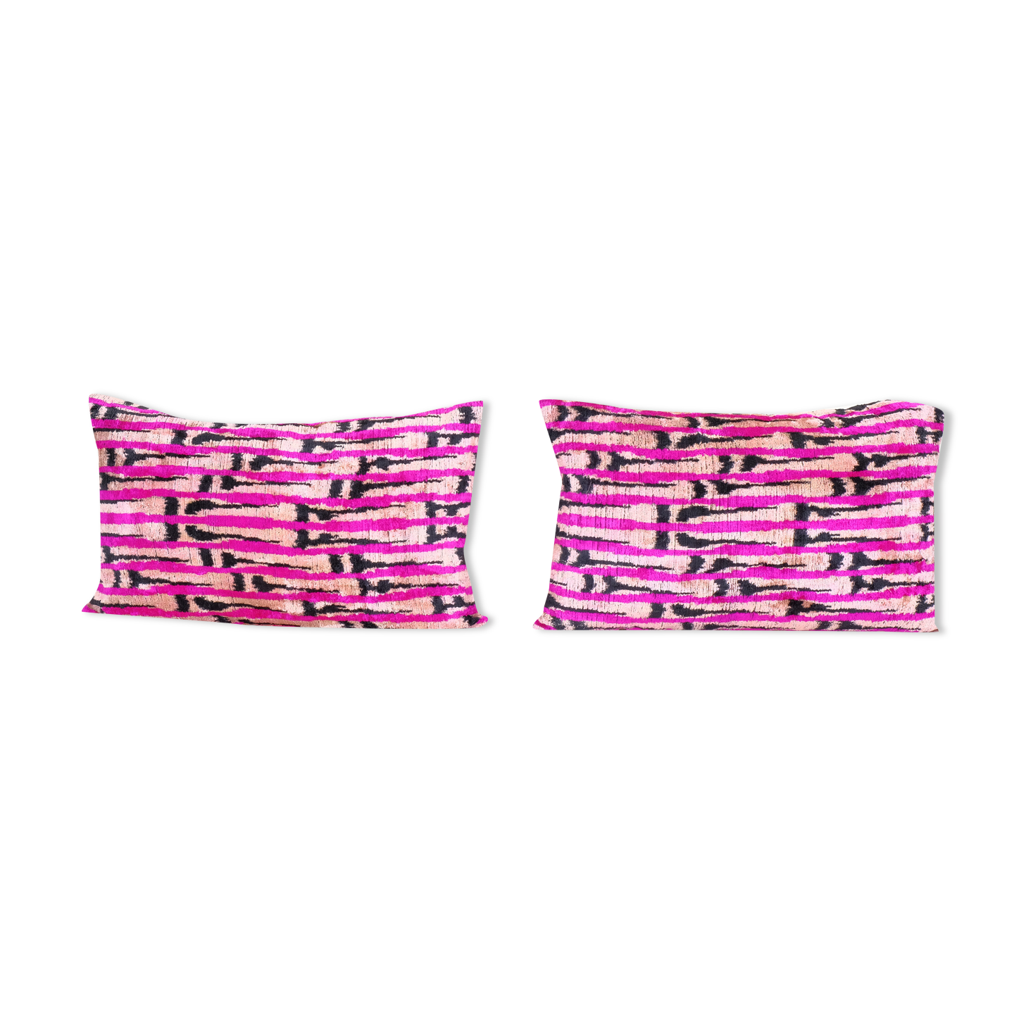 Matching silk ikat velvet pillows