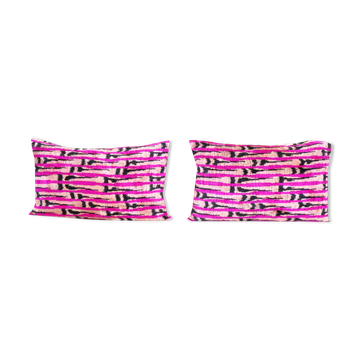 Matching silk ikat velvet pillows