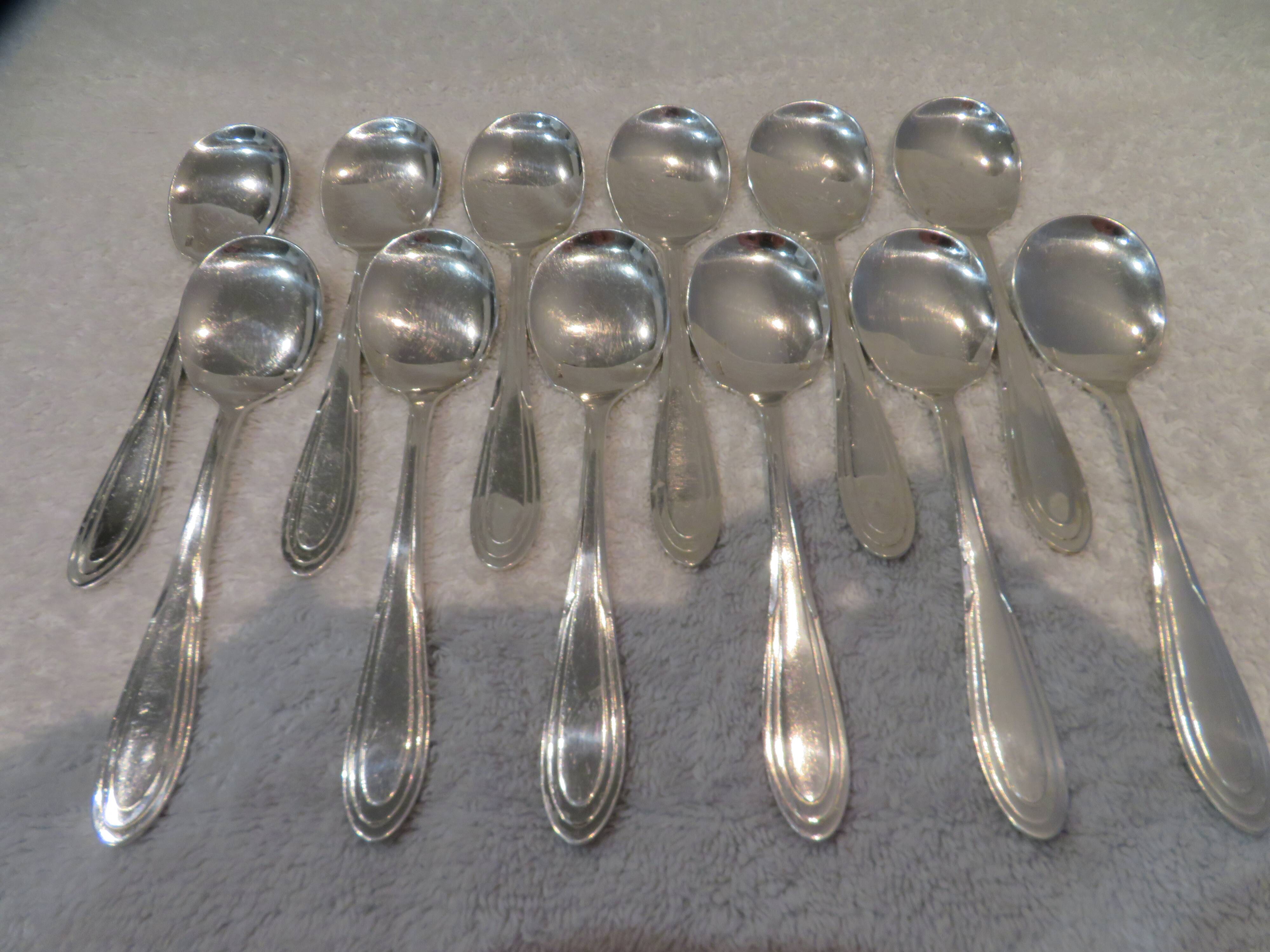 12 silver-plated ice cream scoops, goldsmith Ravinet Denfert st art deco 14cm