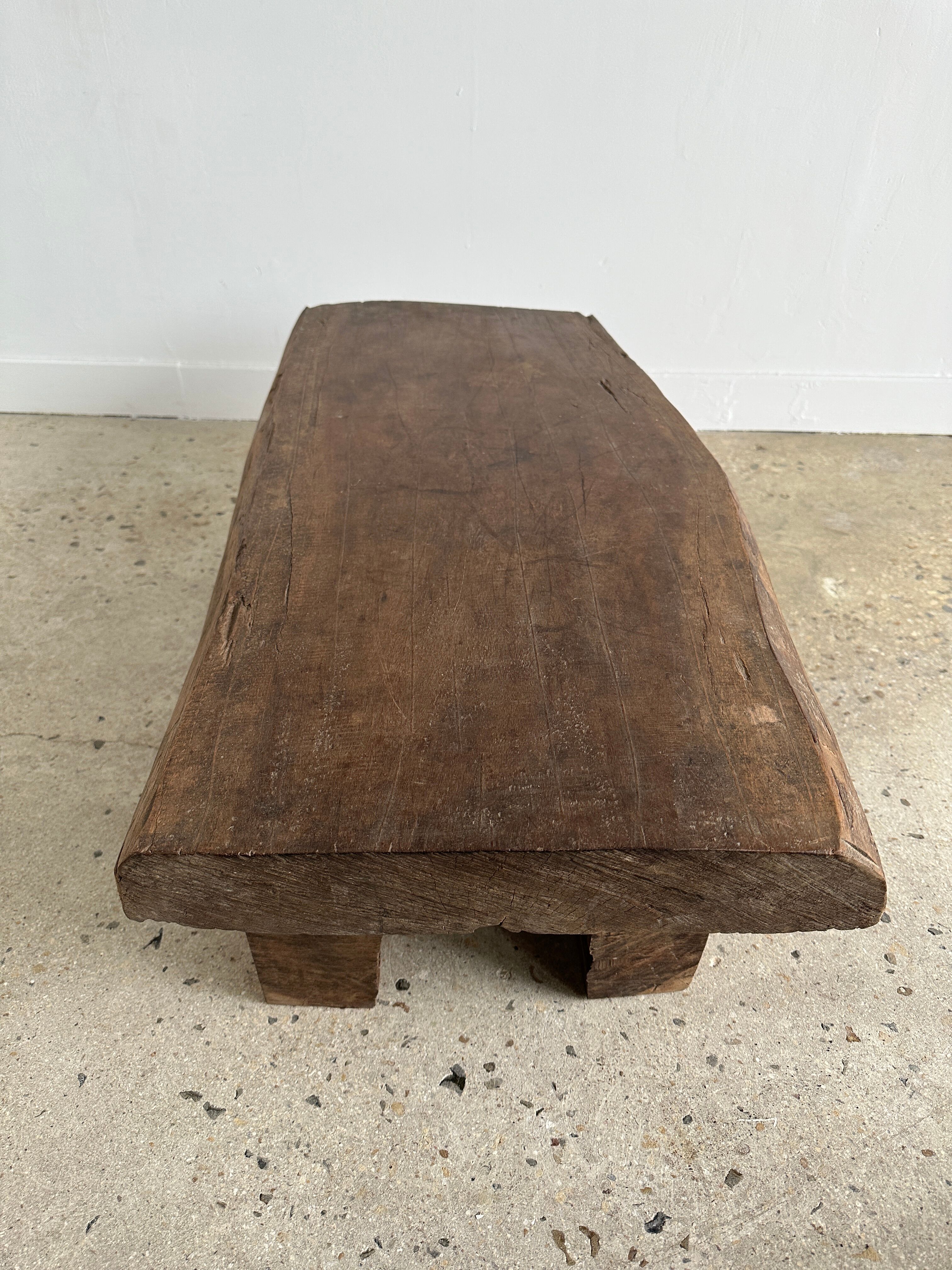 Asian solid wood quadripod brutalist coffee table H30 L81 l42
