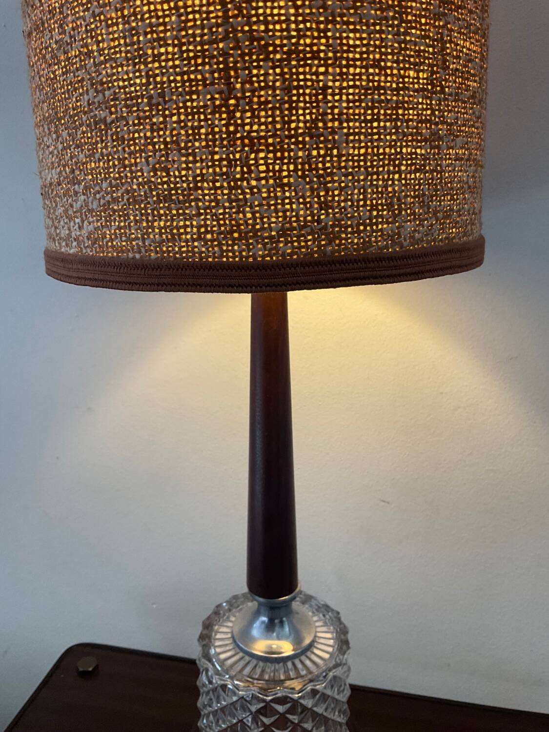 Scandinavian teak and glass lamp from the 60s