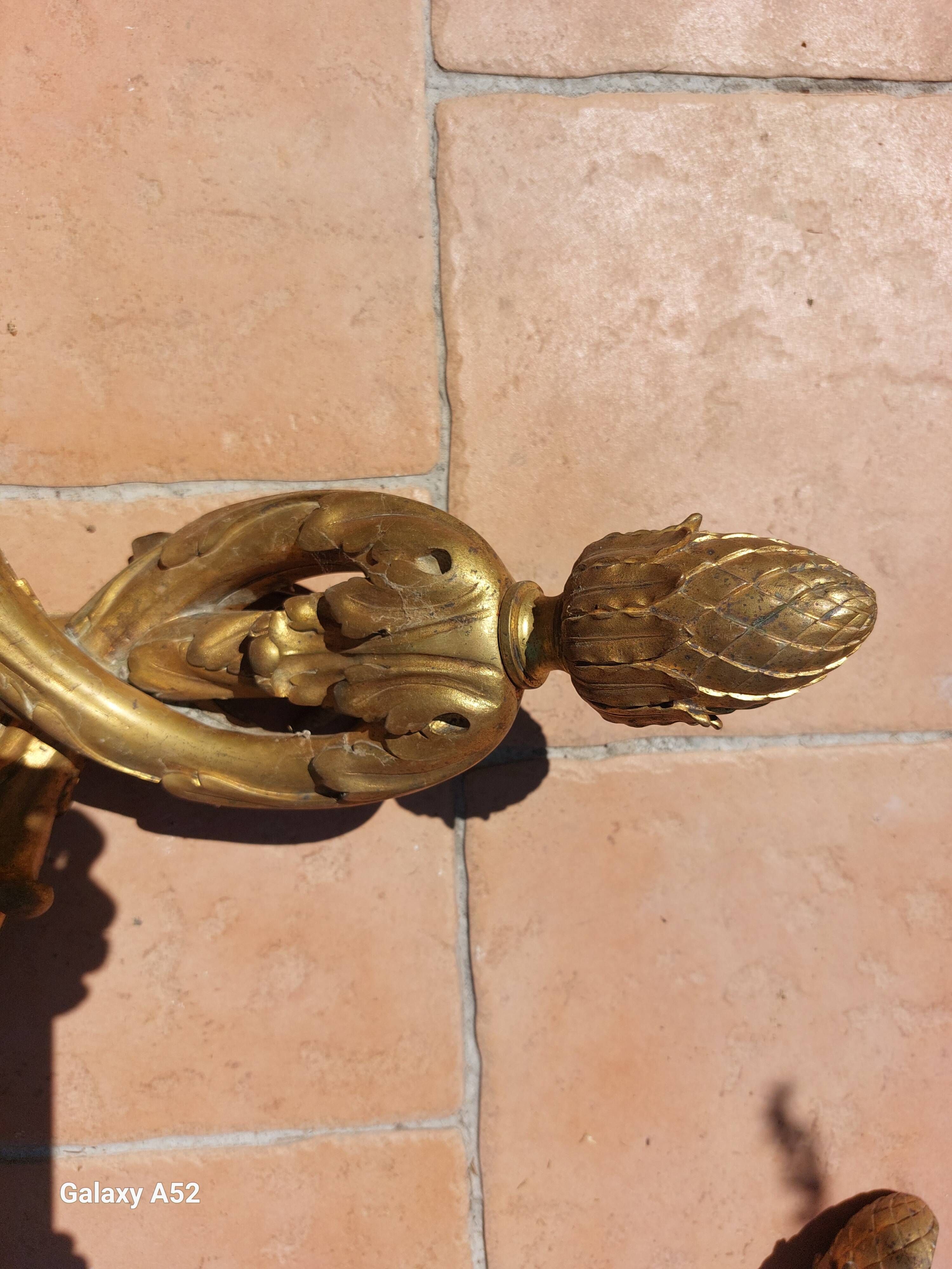 Pair of Louis XVI style wall sconces in bronze from the early 20th century, weighing 12 kg and 70 cm high.
