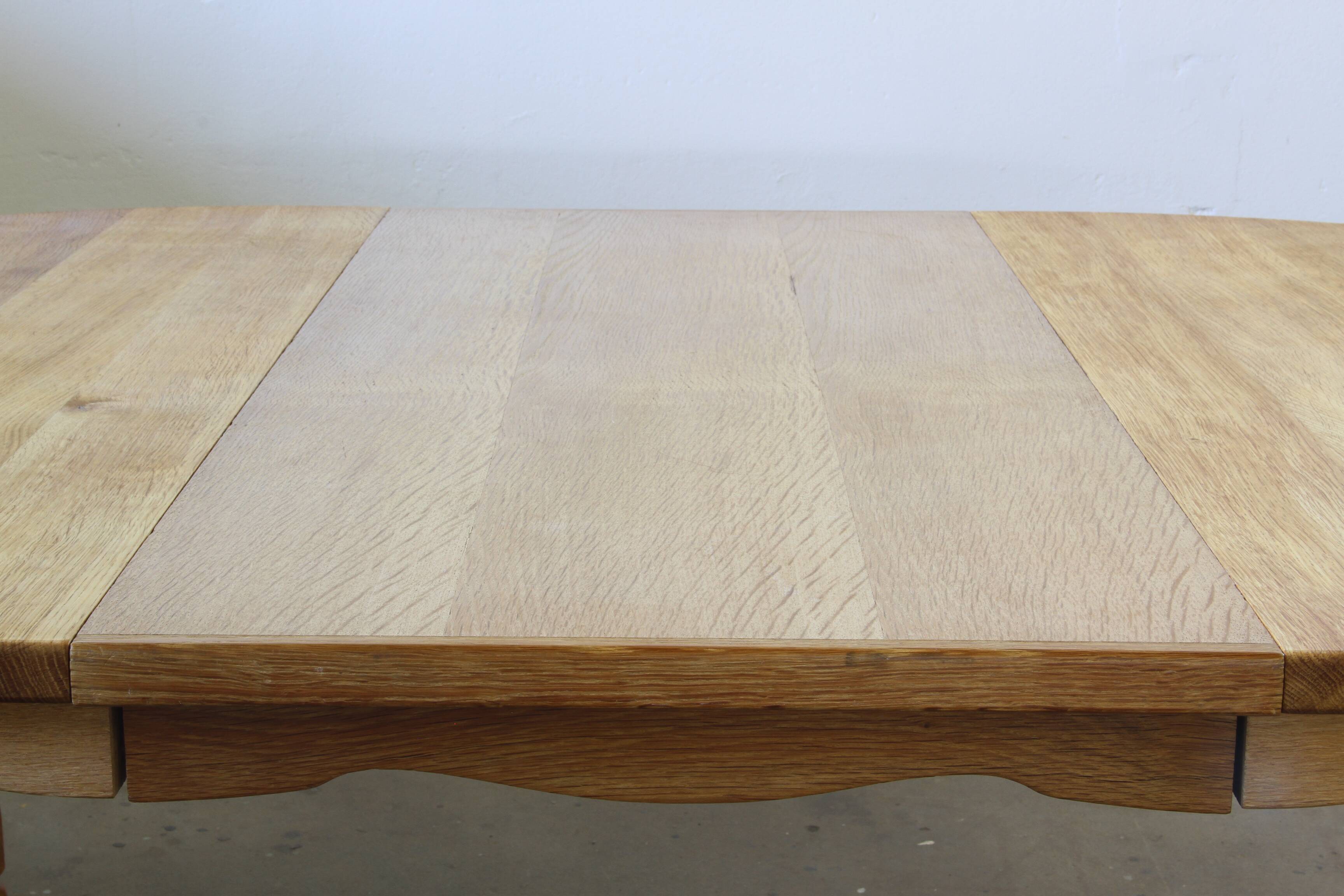 1960s vintage brutalist Danish extending oak dining table style Henning Kjærnulf