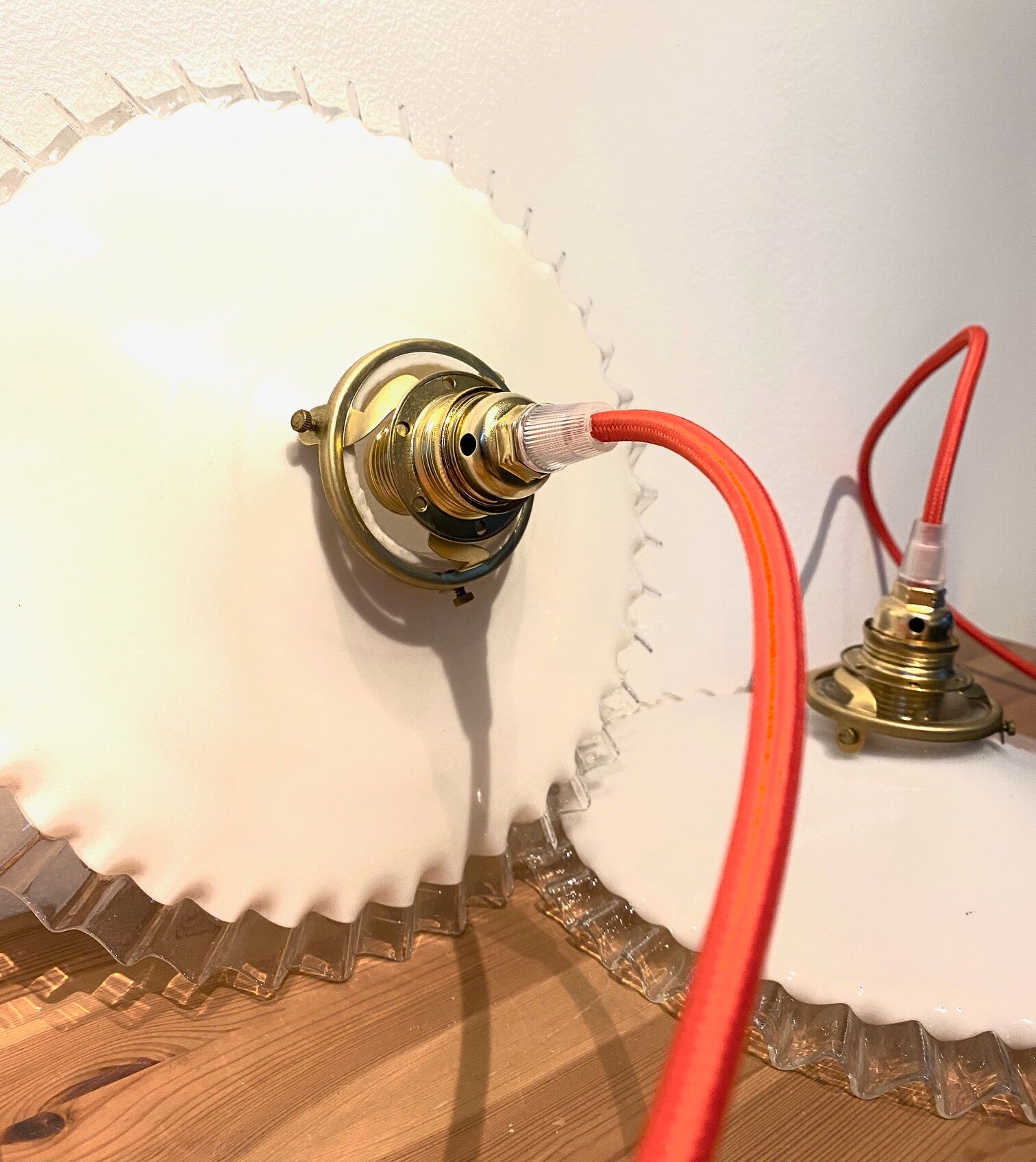 Opaline pendant lamp - vintage - retro - upcycling - unique piece - lamps