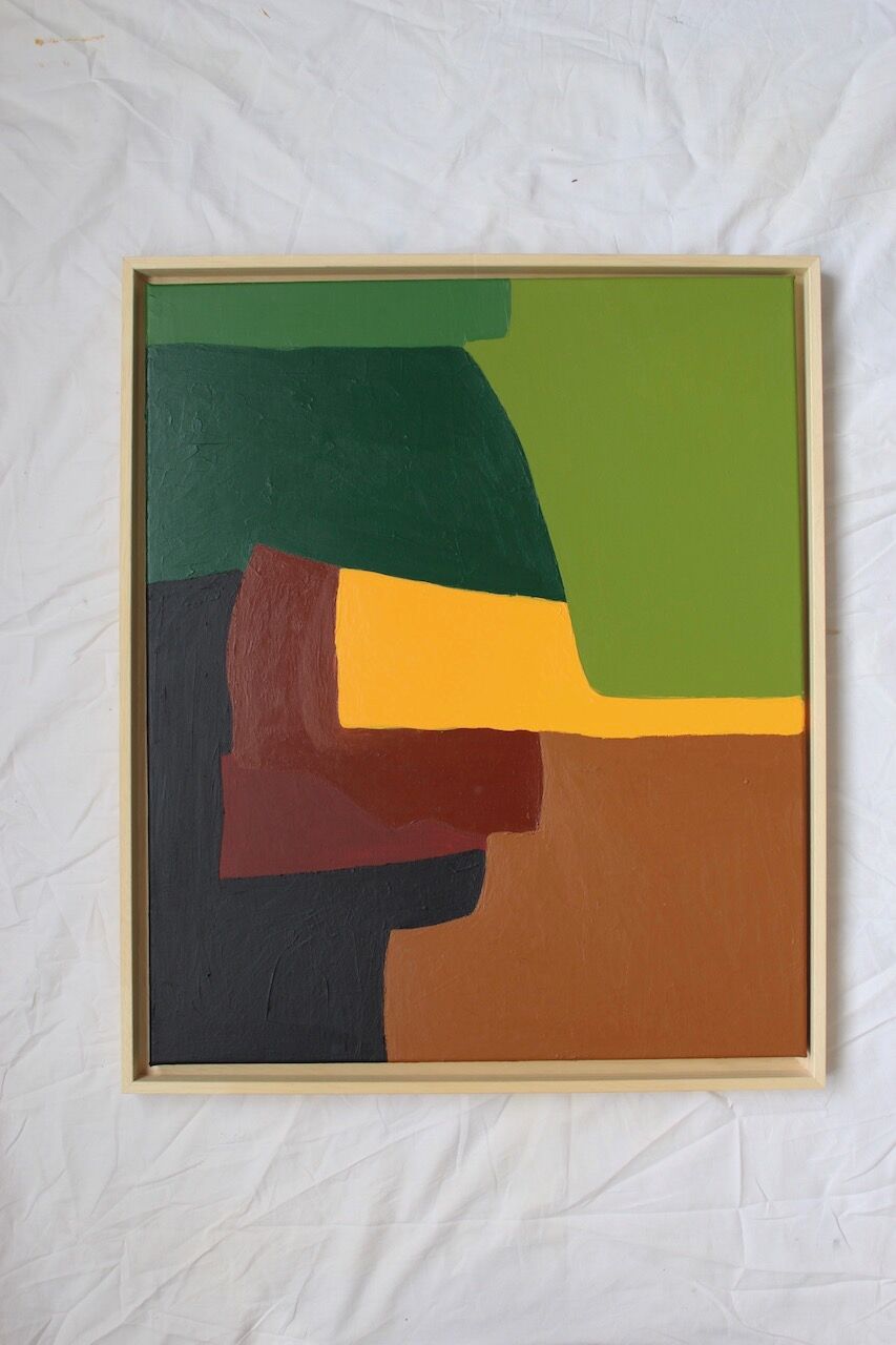 Palette of green, acrylic on canvas