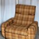 Vintage 1970s armchair in beige, orange, and brown tweed