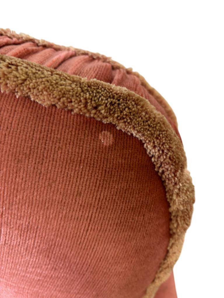 Set of 2 vintage old rose armchairs with fringes.