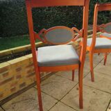 Rare - Set of 4 Louis Philippe/restoration style chairs with medallion - Blue / cherry color