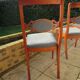 Rare - Set of 4 Louis Philippe/restoration style chairs with medallion - Colour blue / cherry wood