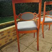 Rare - Set of 4 Louis Philippe/restoration style chairs with medallion - Colour blue / cherry wood