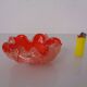 Red & Silver Murano Glass Ashtray by Barovier & Toso, Italy, 1960s