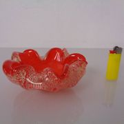 Red & Silver Murano Glass Ashtray by Barovier & Toso, Italy, 1960s