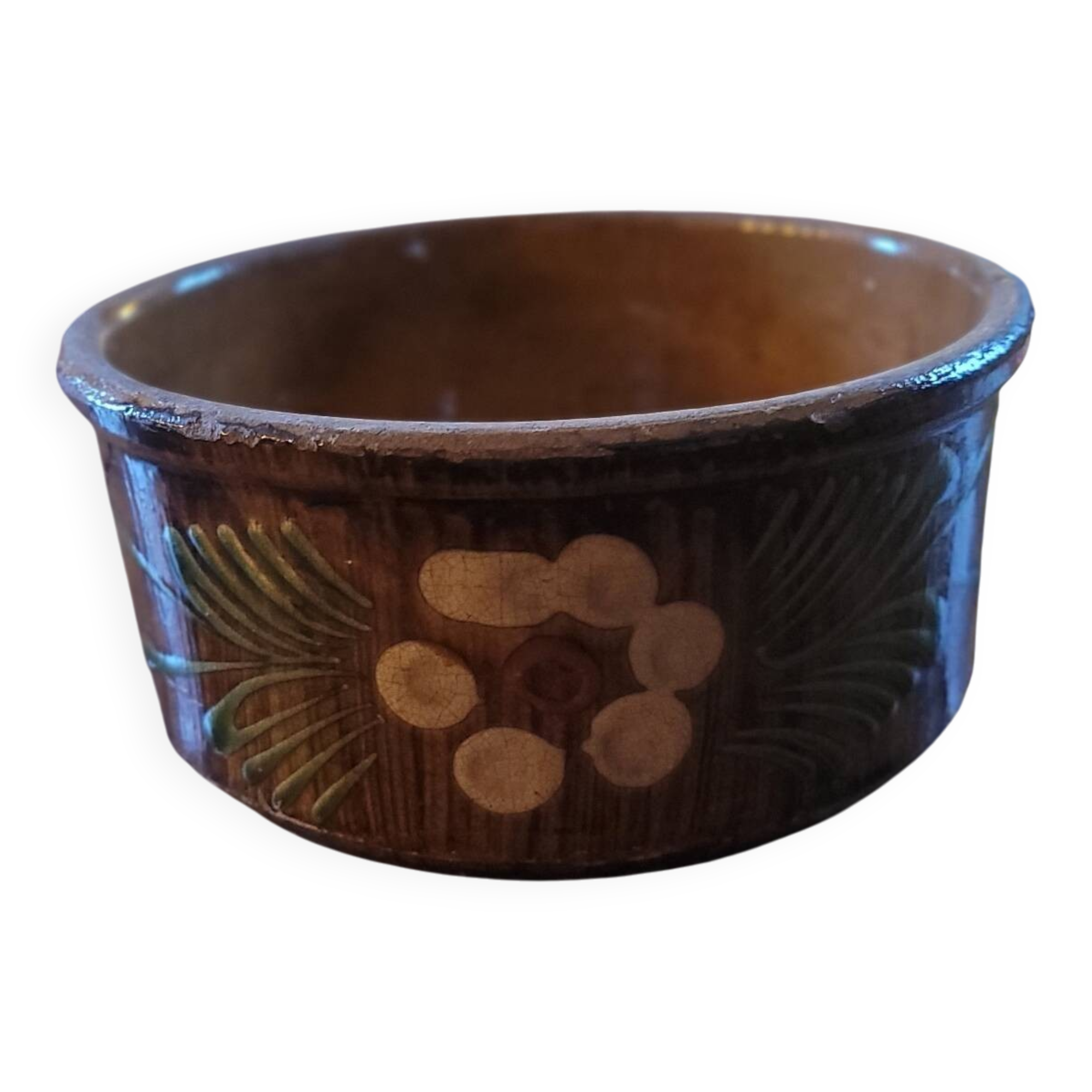 Glazed stoneware salad bowl from Soufflenheim 60s