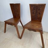 Pair of antique hand-carved Savoyard chairs