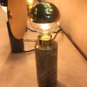 Brass table lamp and marble black