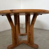 French design pine table and chair set from the 70s brutalist vintage arcs