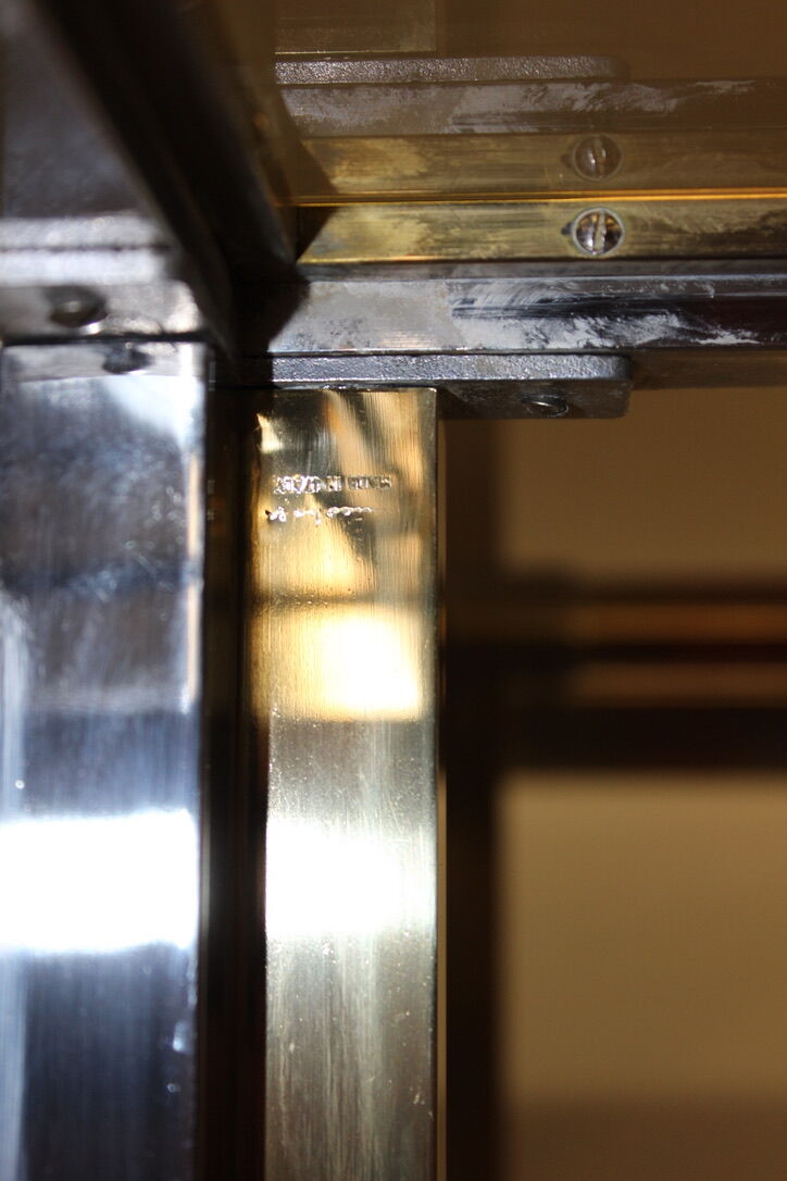 Dining table in chrome-plated steel and brass by Romeo Rega circa 1970