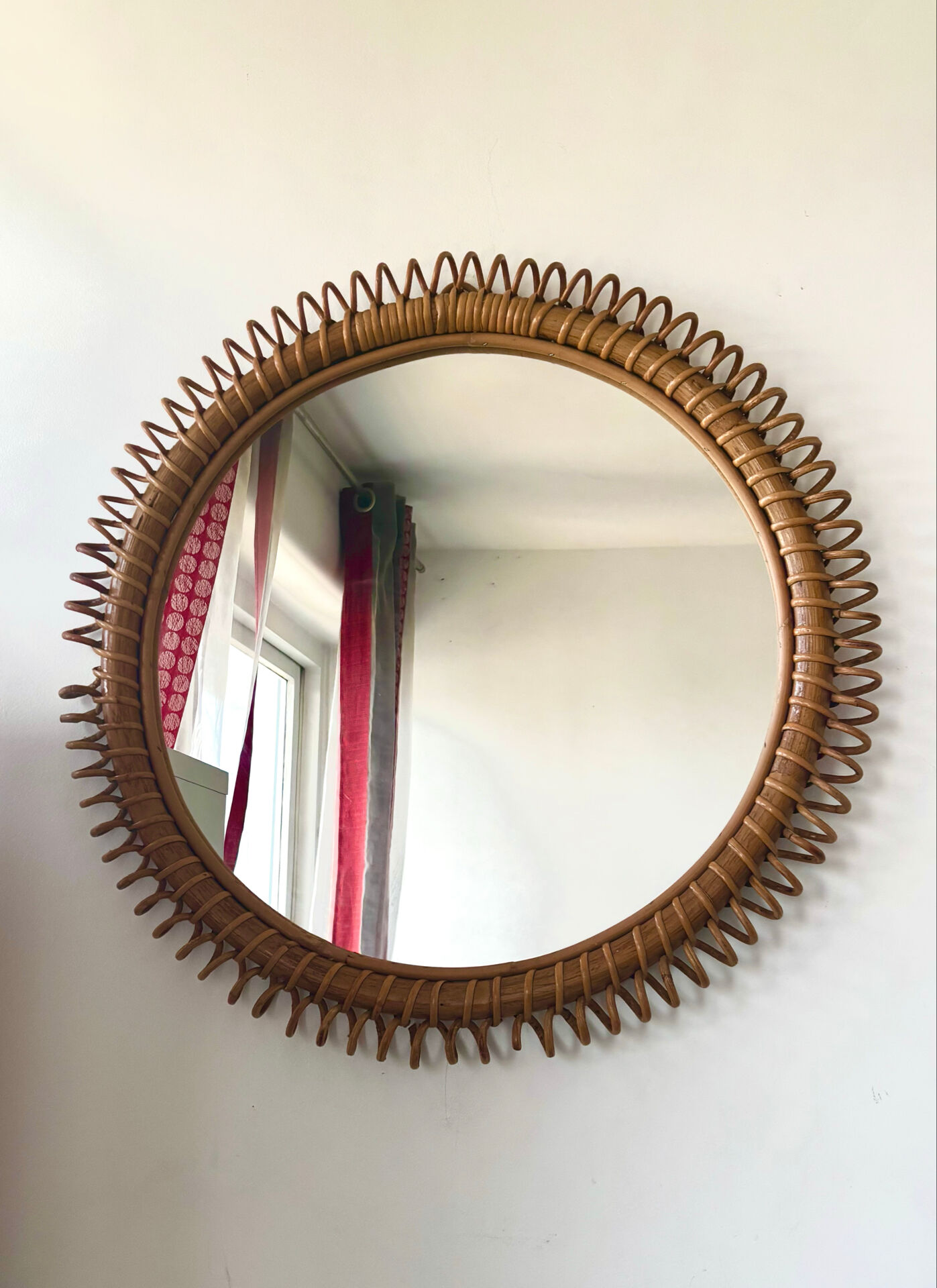 Miroir rond en rotin Franco Albini