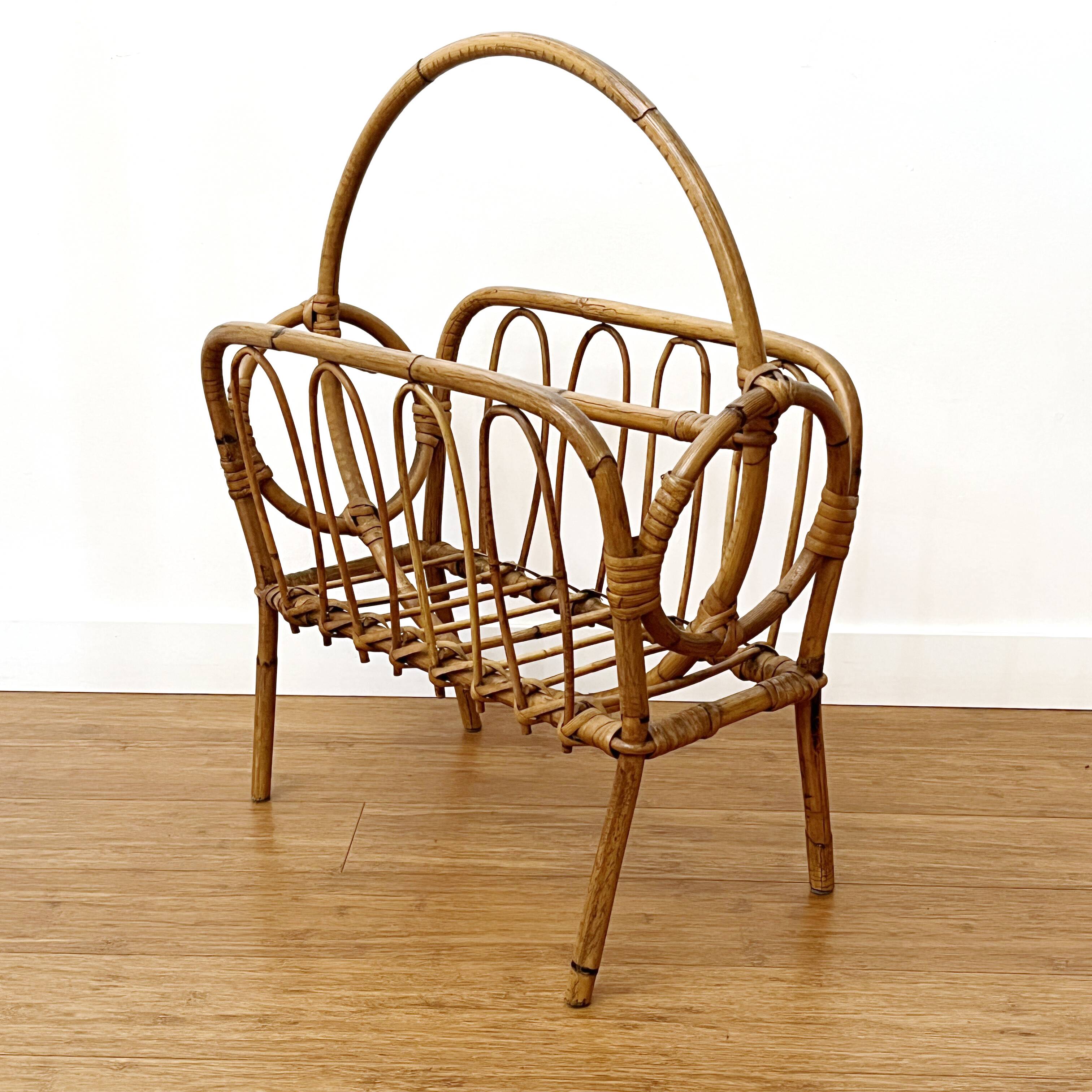 Rattan magazine rack